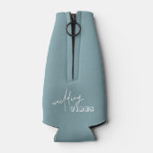 Aquamarin Wedding Vibes White Typografie Flaschenkühler (Rückseite)