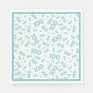 Aquamarin/weiß 100 Muster für zufällige Zahlen Serviette