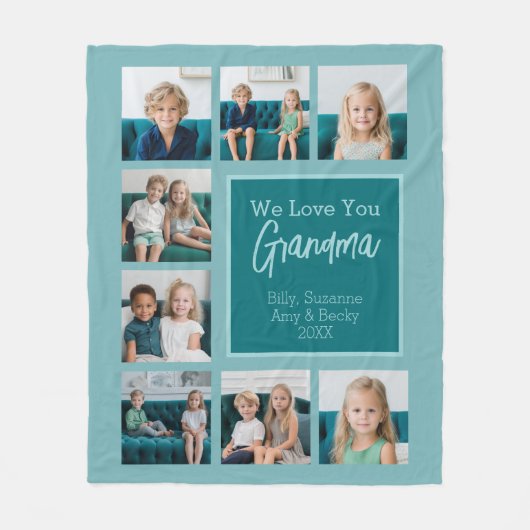 Aquamarin & weiß 8 Fotomaterial - Wir Liebe Oma Fleecedecke (Vorderseite)