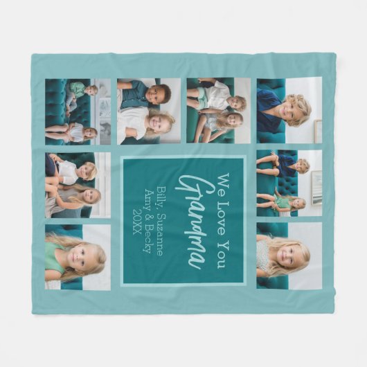 Aquamarin & weiß 8 Fotomaterial - Wir Liebe Oma Fleecedecke (Vorderseite (Horizontal))