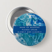 Aquamarin Weiß, Abstrakt, schwer zu hören Button (Vorne & Hinten)