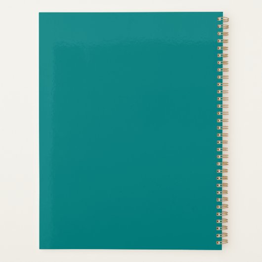 Aquamarin & weiß Beruflich Elegant Einfach Planer (Rückseite)