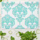 Aquamarin & weiß Damaske Chic Modernes, elegantes Handtuch (Gefaltet)