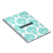 Aquamarin & weiß Damaske Chic Modernes, elegantes  Notizblock (Rechte Seite)