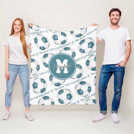aquamarin Weiß Das Fußballfeld ist mein glückliche Fleecedecke (Beispiel)