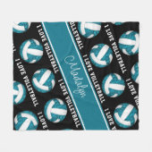 aquamarin weiß I Liebe Volleyball mädchenhaft pers Fleecedecke (Vorderseite (Horizontal))