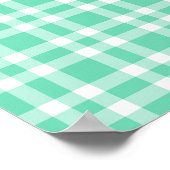 Aquamarin weiß kariertes Muster Poster (Ecke)