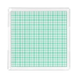 Aquamarin Weiß Karomuster Acryl Tablett