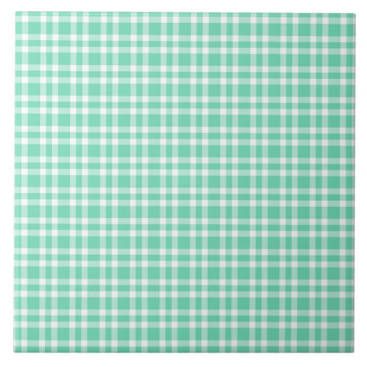 Aquamarin Weiß Karomuster Fliese (Vorderseite)