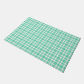 Aquamarin Weiß Karomuster Fußmatte (Schrägansicht)