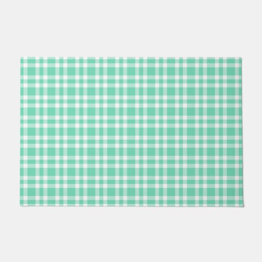 Aquamarin Weiß Karomuster Fußmatte (Vorderseite)