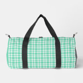 Aquamarin Weiß Karomuster Klein Duffle Bag (Vorderseite)