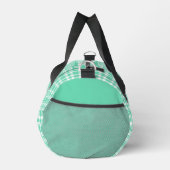 Aquamarin Weiß Karomuster Klein Duffle Bag (Rechts)