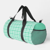 Aquamarin Weiß Karomuster Klein Duffle Bag (Rechte Ecke)