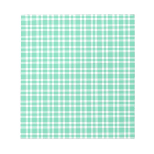Aquamarin Weiß Karomuster Notizblock (Vorderseite)