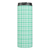 Aquamarin Weiß Karomuster Thermosbecher (Rückseite)