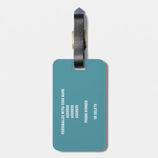 aquamarin-weiß-mit Monogramm-Volleyball Gepäckanhänger (Rückseite vertikal)