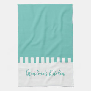 Aquamarin / weiß personalisierbar geschirrtuch