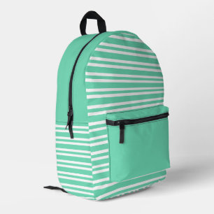 Aquamarin Weiß Streifen Muster Bedruckter Rucksack