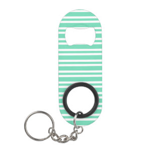 Aquamarin Weiß Streifen Muster Mini Flaschenöffner