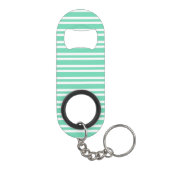 Aquamarin Weiß Streifen Muster Mini Flaschenöffner (Rückseite)