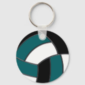 Aquamarin, weiß und schwarz, Volleyball-Schlüssela Schlüsselanhänger (Rückseite)