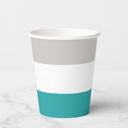 Aquamarin, weiß und weiß pappbecher (Rückseite)