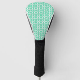 Aquamarin Weiße Herzen Muster Golf Headcover