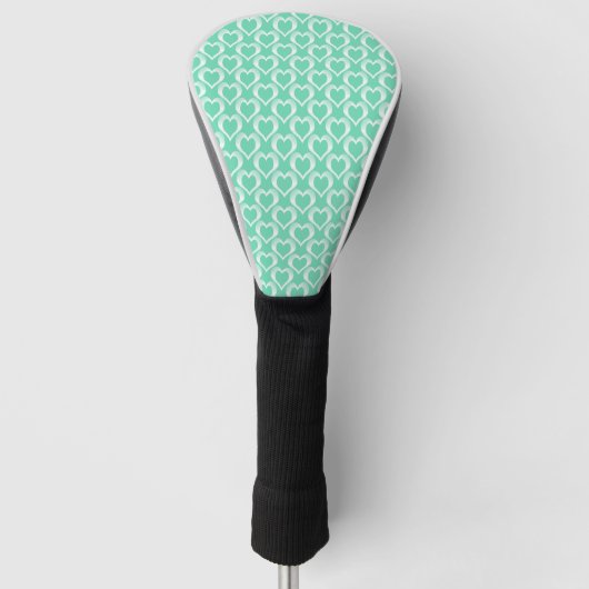 Aquamarin Weiße Herzen Muster Golf Headcover (Vorderseite)
