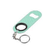 Aquamarin Weiße Herzen Muster Mini Flaschenöffner (Rückseite Schrägansicht)