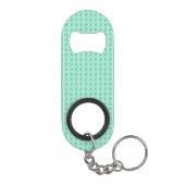 Aquamarin Weiße Herzen Muster Mini Flaschenöffner (Rückseite)