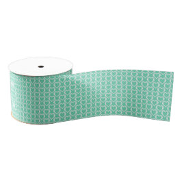 Aquamarin Weiße Herzen Muster Ripsband