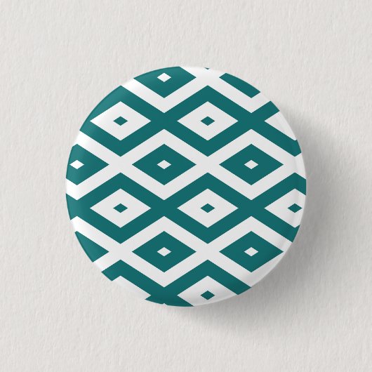 Aquamarin-weiße Rautenmuster Button (Vorderseite)