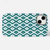 Aquamarin-weiße Rautenmuster Case-Mate iPhone Hülle (Rückseite (Horizontal))