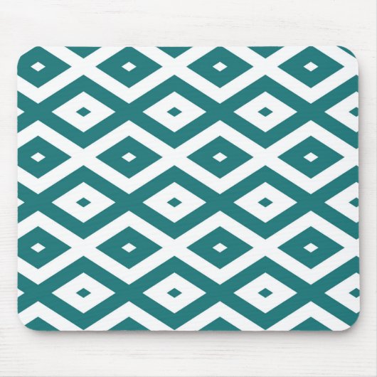 Aquamarin-weiße Rautenmuster Mousepad (Vorne)