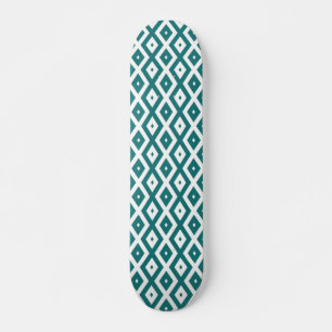 Aquamarin-weiße Rautenmuster Skateboard