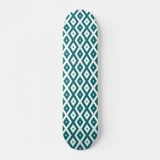 Aquamarin-weiße Rautenmuster Skateboard (Vorne)