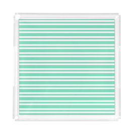 Aquamarin Weiße Streifen Muster Acryl Tablett