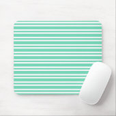 Aquamarin Weiße Streifen Muster Mousepad (Mit Mouse)