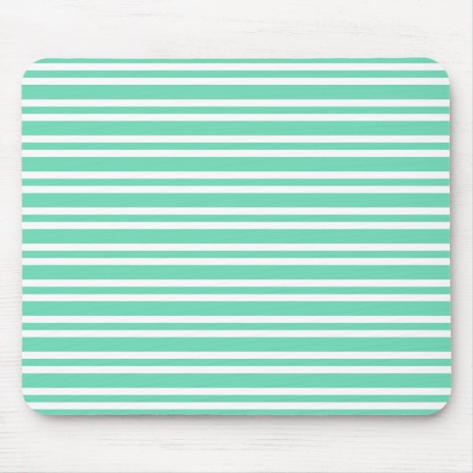 Aquamarin Weiße Streifen Muster Mousepad (Vorne)