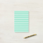 Aquamarin Weiße Streifen Muster Post-it Klebezettel (Auf Schreibtisch)