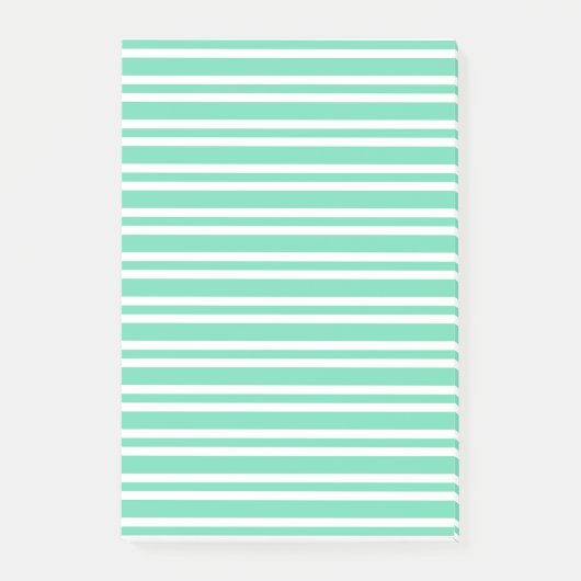 Aquamarin Weiße Streifen Muster Post-it Klebezettel (Vorderseite)