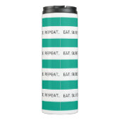 Aquamarin-weiße Stricktanzangebot Thermosbecher (Rückseite)