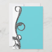 Aquamarin Weißer Silberschmiedehaltiger Glitzer Sw Einladung (Rückseite)