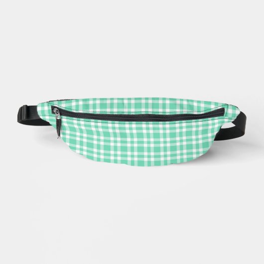 Aquamarin-weißes Karomuster Bauchtasche (Vorderseite)