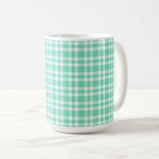Aquamarin-weißes Karomuster Kaffeetasse (VorderseiteRechts)