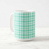 Aquamarin-weißes Karomuster Kaffeetasse (Vorderseite Links)