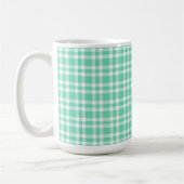 Aquamarin-weißes Karomuster Kaffeetasse (Links)