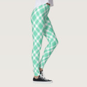Aquamarin weißes Karomuster Leggings (Rechts)