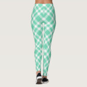 Aquamarin weißes Karomuster Leggings (Rückseite)